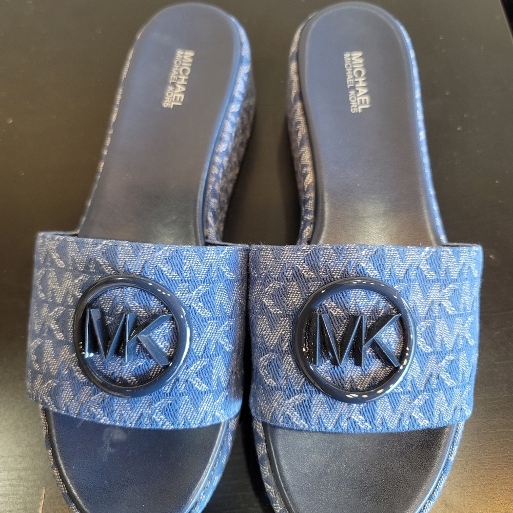 Almost new blue denim michael kors sandals